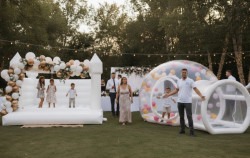 All-In-One Luxury Package (White Bounce House, Bubble House, Garland & Operator)